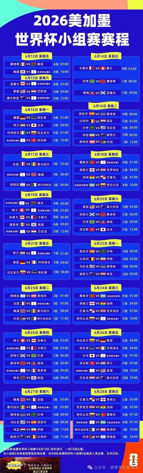 2026世界杯赛程官方发布比赛时间表查询入口 2026世界杯赛程官方发布比赛时间表查询入口